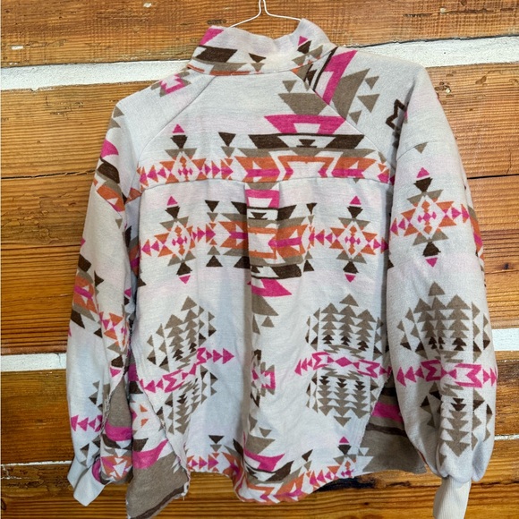 Aztec Pattern Jacket - Pink and Cream - Picture 2 of 2